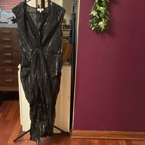 Black Sheer Striped Dress